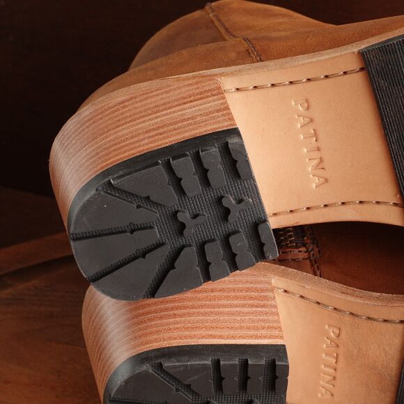 Portland Leather Patina Boots Womens Size 9 Brown Leather Ankle Side Zip Heeled - Picture 12 of 16